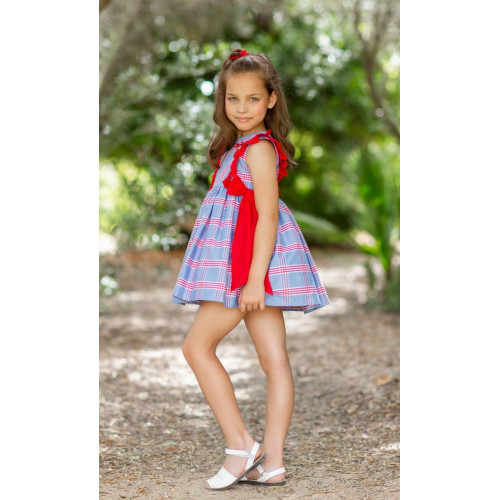 Vestido Azul com Vermelho